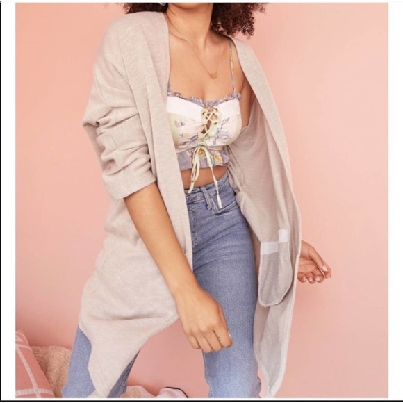 Anthropologie DONNI. Open Front Long Cardigan Lightweight Boho Oversized Sweater - Picture 2 of 7